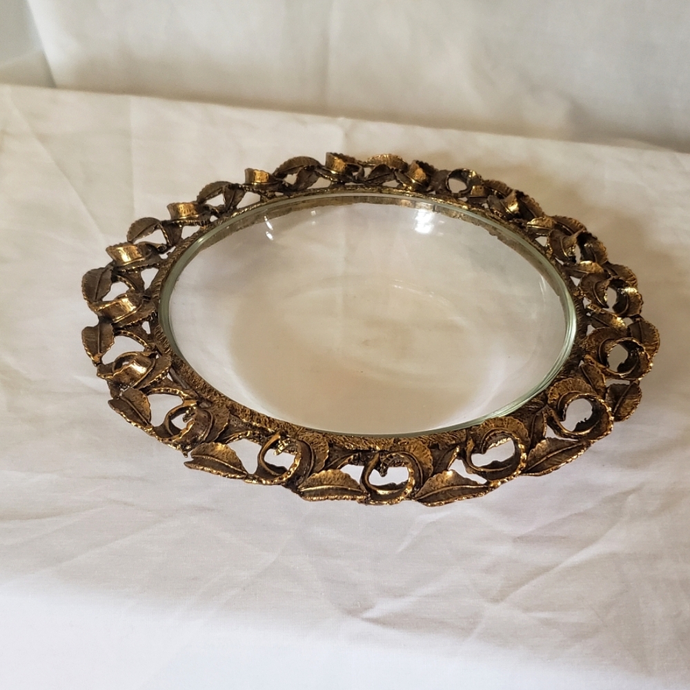 Gold Decorative Glass Vanity Tray - Elegant Home Accent
